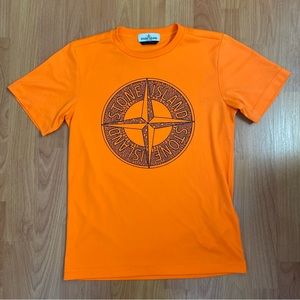 Stone Island Youth Logo Neon Orange Shirt Size Boy’s 12